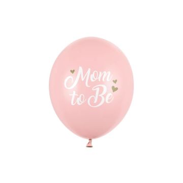 Rosa babyshower ballonger med vit text 6x - Ø 30 cm