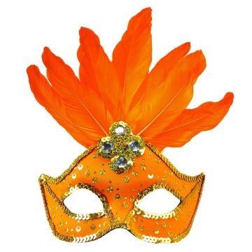Orange Brasiliansk Mask med fjädrar-Orange