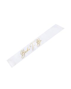 Vitt Bride To Be-band med Guldskrift - 75 cm 