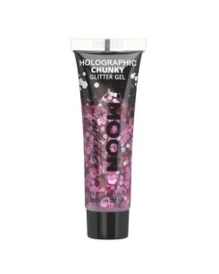 Holografisk Chunky Glitter Gel Rosa - 12 ml