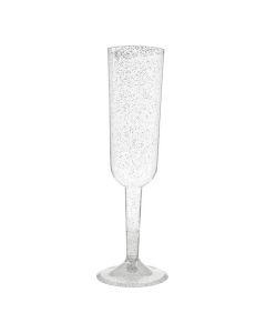 Champagneglas I Plast Silver Glitter - 4 st