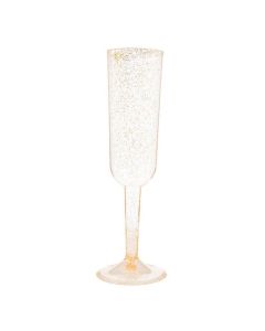 Champagneglas I Plast Guld Glitter - 4 st