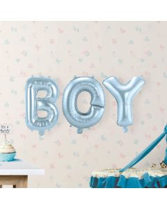 BOY Ljusblå folieballong - 36 cm