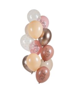 "Baby Girl" ballonger rosa 12 st - 33 cm 