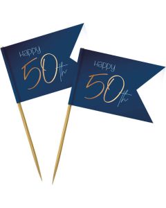 "Happy 50th" Träpinnar Blå 36x