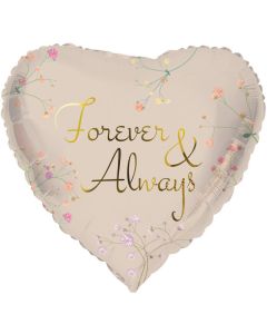 "Forever & Always" Hjärtformad Folieballong - 45 cm