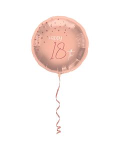 "Happy 18th" Folie Ballong Rosa - 45 cm