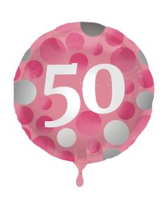 50 års Folie Ballong Rosa - 45 cm