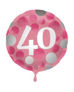 40 Års Folie Ballong Rosa - 45 cm