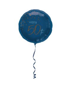 "Happy 50th" Folie Ballong Blå - 45 cm