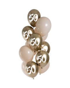50 års ballonger guld 12x - 33 cm