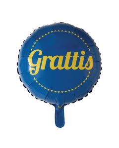 Blå och Gul Grattis Folieballong - 45 cm 