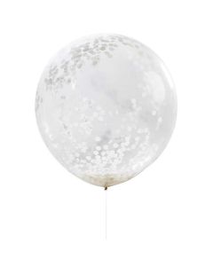 Ballong med Vit Konfetti - 90 cm