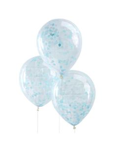 Blå Konfetti Ballong 5x - 30 cm