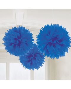 Pompoms i Blå 3x - 40 cm