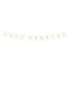 "Just Married" Girlang Vit och Guld - 155 cm