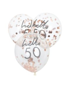 Hello 50 rose gold födelsedagsballonger 5x