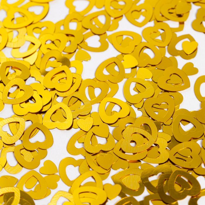 Guld urholkad hjärt bords konfetti - 14 g