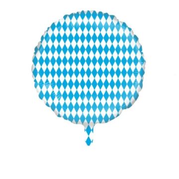 Oktoberfest foliebollong i vitt och blått - Ø45 cm