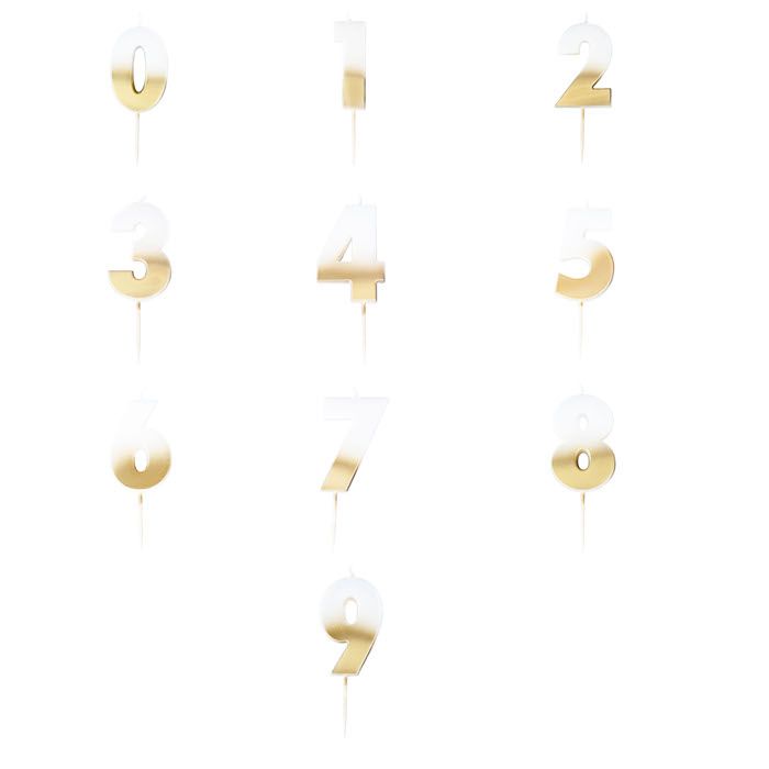 Guld Siffra Tårtljus 5x4 cm (Flera varianter)