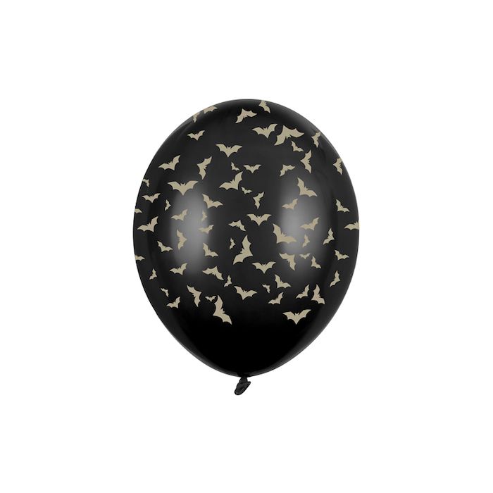 Svarta Ballonger Med Fladdermusmotiv 6x - 30cm