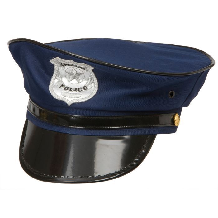 Blå polis-hatt justerbar onesize