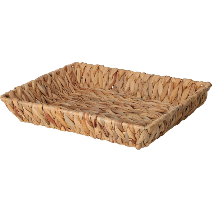 Rektangulär korg tillverkad i vattenhyacint 33x25x6 cm