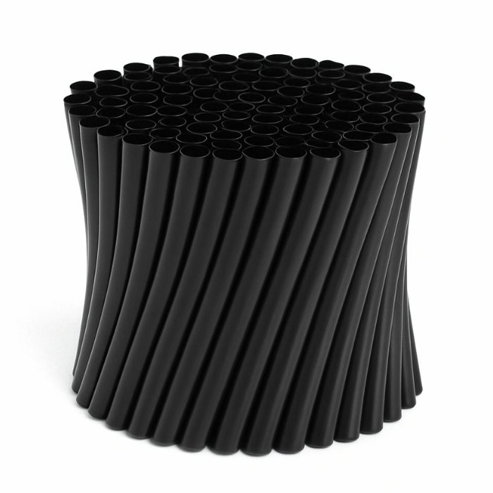 Sorte plastik sugerør ø8 mm 250x - 15 cm