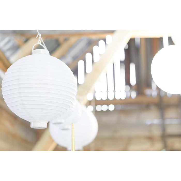 Vit LED Papperslykta - 20 cm