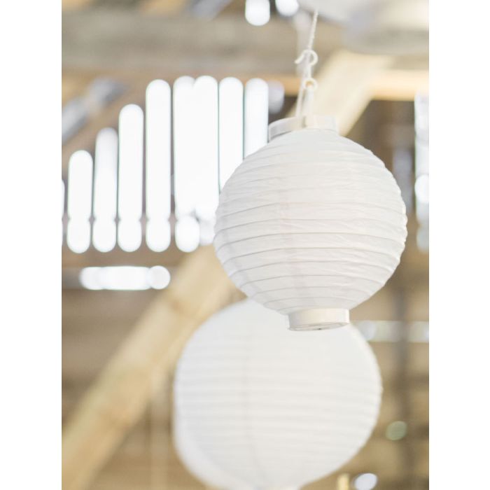 Vit LED Papperslykta - 20 cm