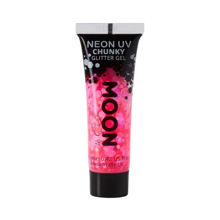 Neon UV Chunky Glitter Gel Hot Rosa - 12 ml