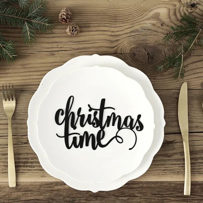 Jule borddekoration sort christmas time 17x10,3 cm