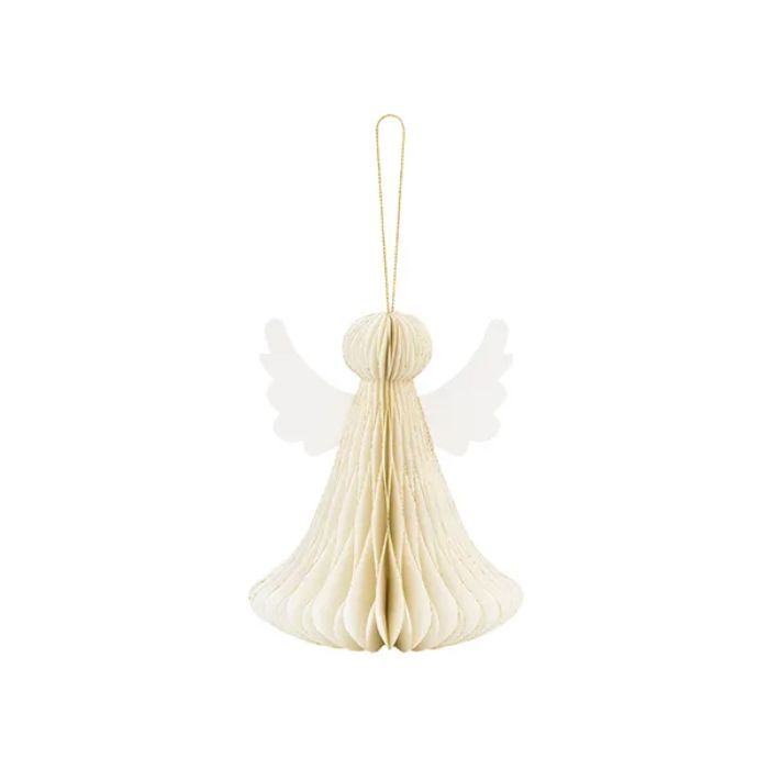 Honeycomb papirengel ivory 15 cm
