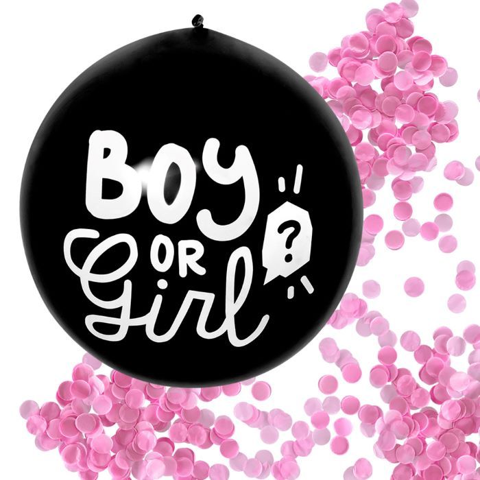 Gender reveal ballong tjej med rosa konfetti fyllning - Ø 60 cm