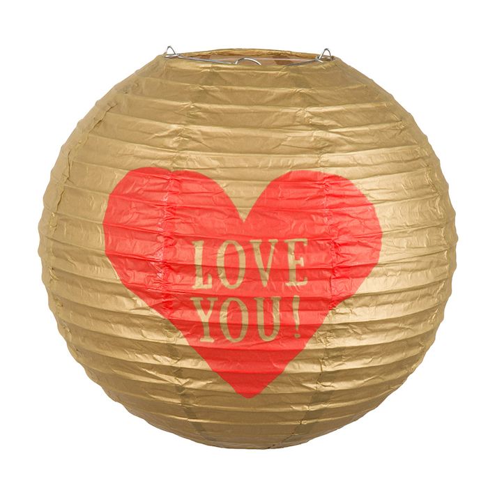 Love you rund guld lykta - 25 cm