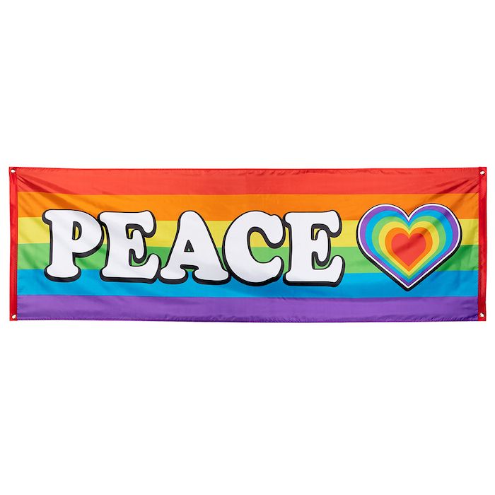 "Peace" regnbågsfärgad banner - 74x220 cm