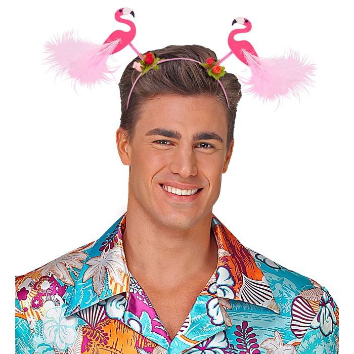 Lyserød hårbøjle med flamingoer - onesize