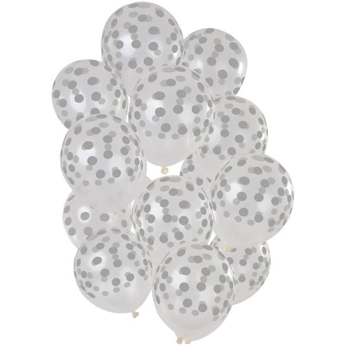 Silverprickiga genomskinliga ballonger 15x - 30 cm