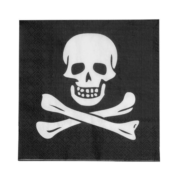 Piratservetter med döskalle 20x - 33x33 cm