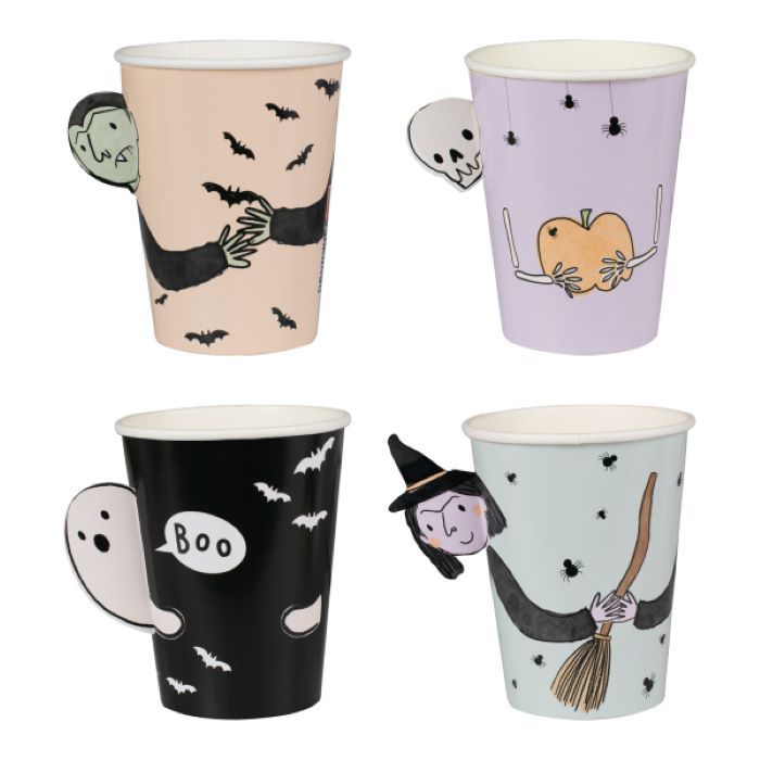 Papper koppar med halloweenmotiv 8x - 250 ml