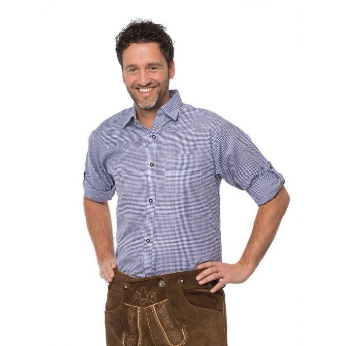 Oktoberfest tyroler skjorta blå för män