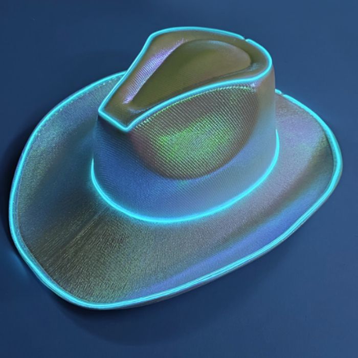 Sjov cowboy rave hat med LED - Gul