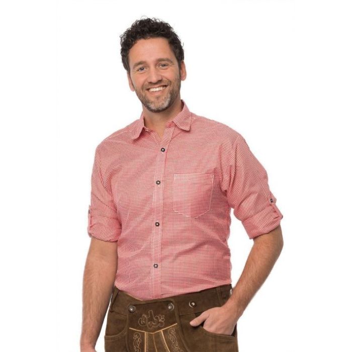 Oktoberfest tyroler skjorta röd för män