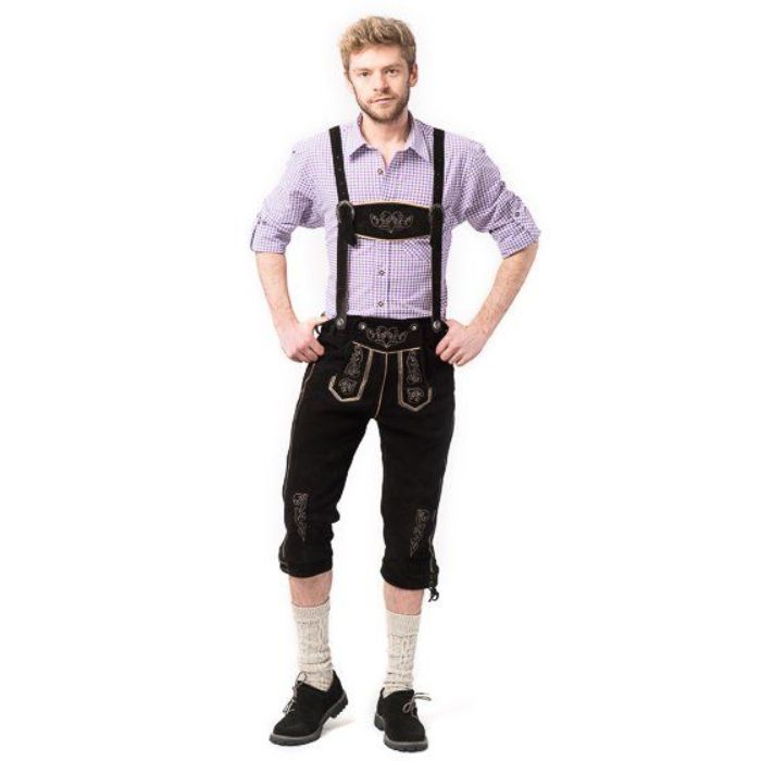 Tyroler lederhosen byxor Peter lång svart