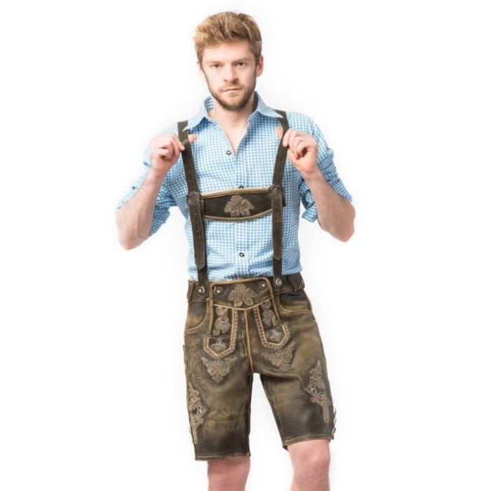Tyroler lederhosen kort retro byxor brun 