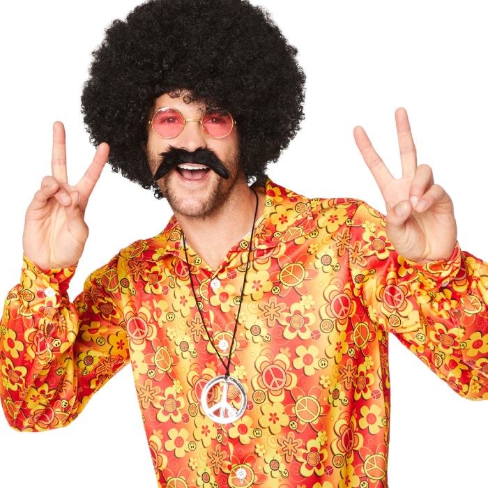 Hippie skjorta gul med blommor för män