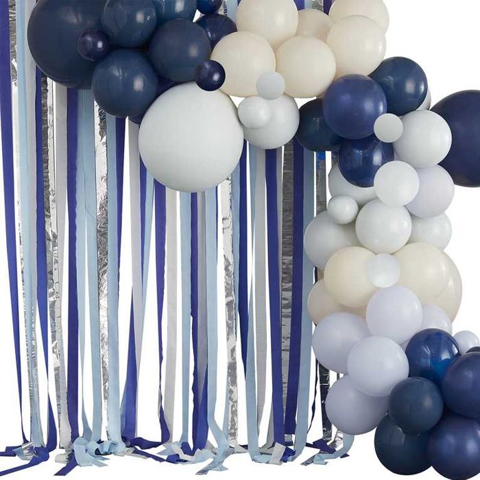 Ballongbåge i Blå Nyanser - inkl. ballonger & Serpentiner