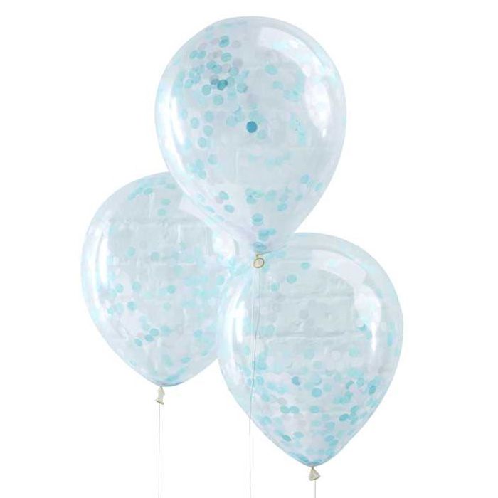 Blå Konfetti Ballong 5x - 30 cm