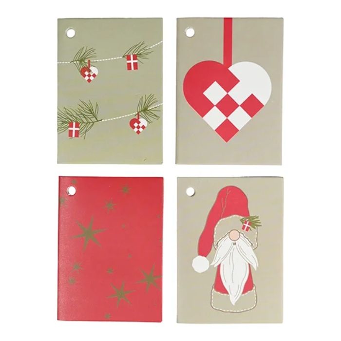 Gavemærker med 4 forskellige julemotiver 16x Det Gamle Apotek