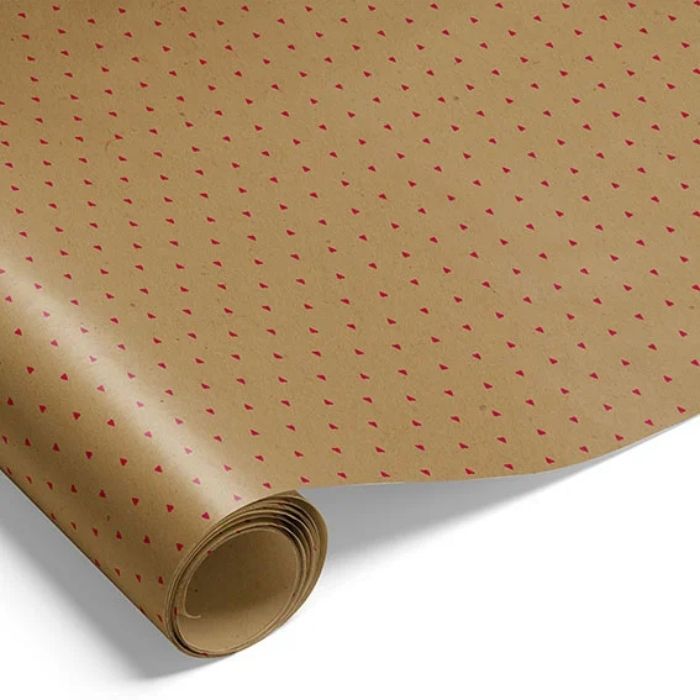 Presentpapper med hjärtan brun presentinslagning 10m Det Gamla Apoteket